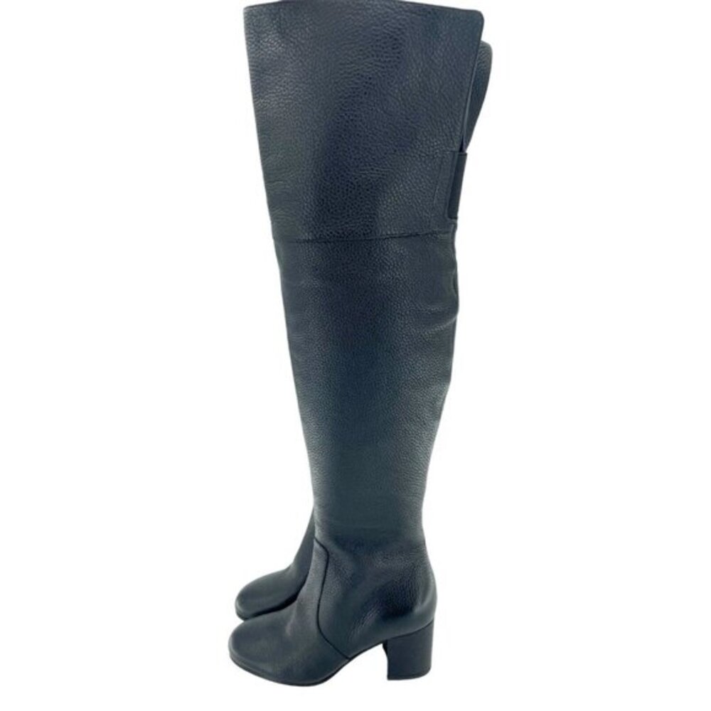 Via Spiga Finlay Boots Black Leather Tall Over The Knee Block Heel SZ 5 New
